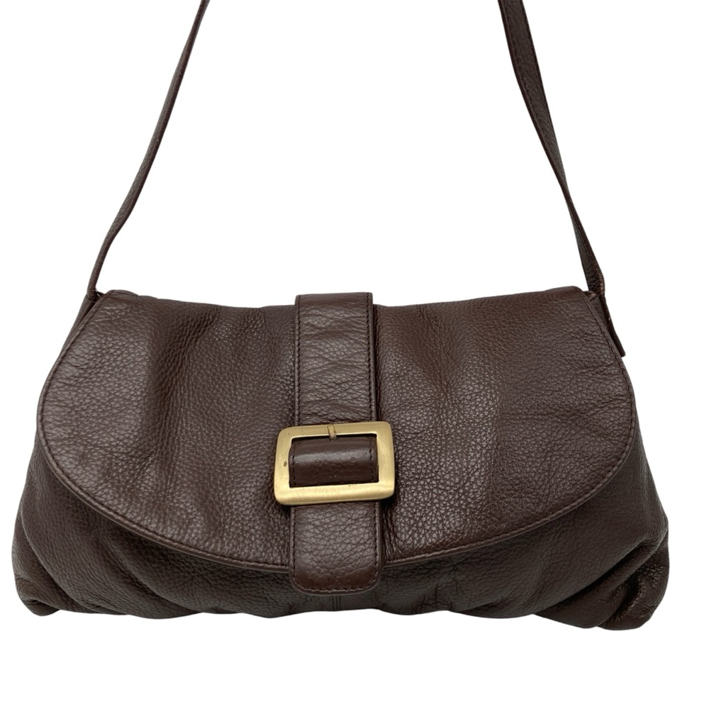Maple Leaf Accessories Slouchy Chocolate Brown Pebbled Leather Shoulder Bag